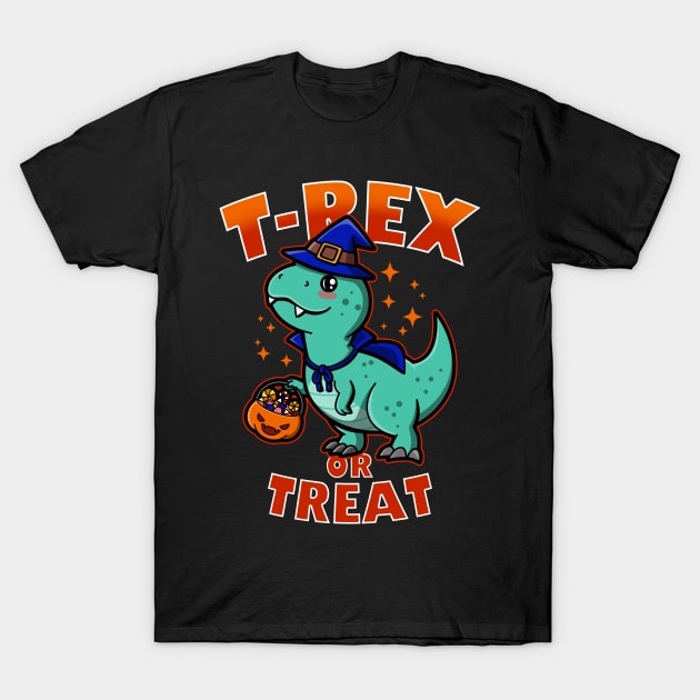 Halloween Trick or Treat Cute Kawaii T-Rex Dinosaur For Kids T-Shirt by BoggsNicolas